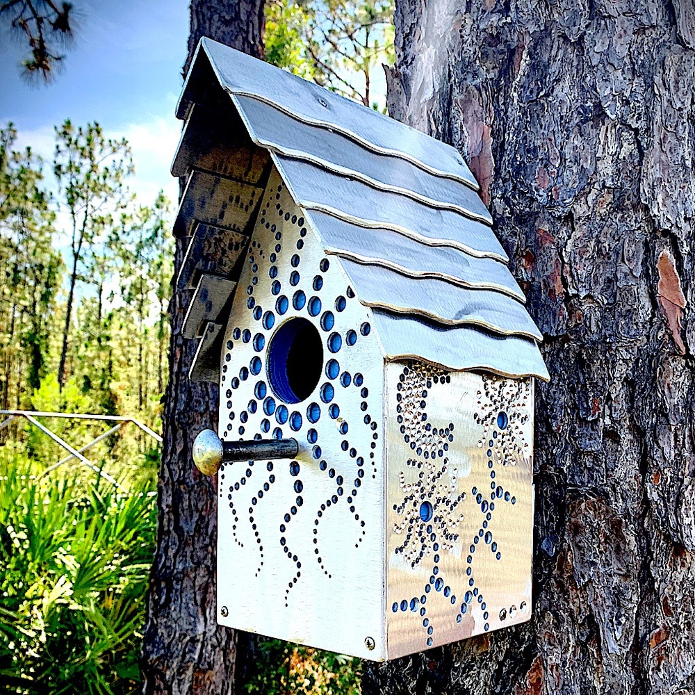 JC Artworks Handmade Aluminum and Wood Birdhouse